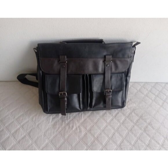 Leather Messenger Bag for Men 17.3 Inch Vintage PU Leather Laptop Bag Briefcase
